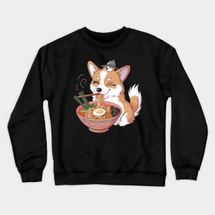 Cute Anime Corgi Dog Eating Ramen Noodles Crewneck Sweatshirt